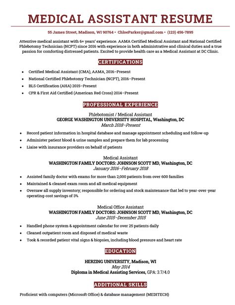 Medical Assistant Resume Examples Free Templates