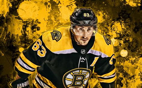 Download Wallpapers Brad Marchand Yellow Paint Splashes Boston Bruins
