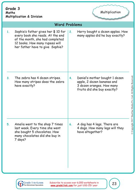 Math Word Problems For 3rd Graders