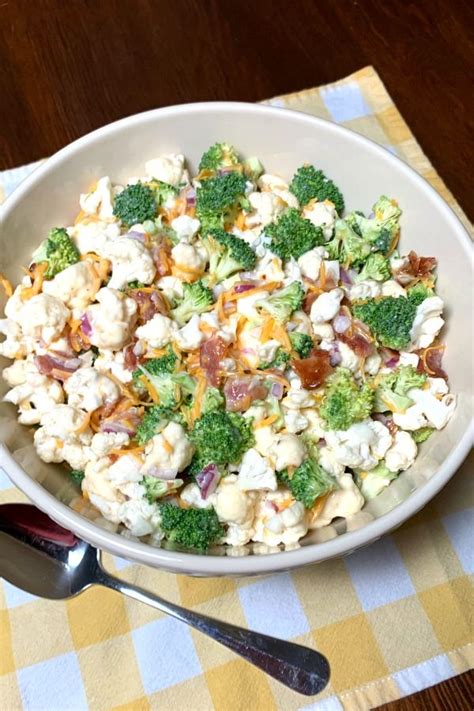 Broccoli And Cauliflower Salad Is An Easy Cold Side Dish Recipe That