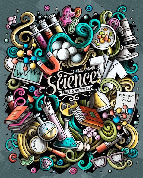 Science Hand Drawn Vector Doodles Illustration Poster Design Stock