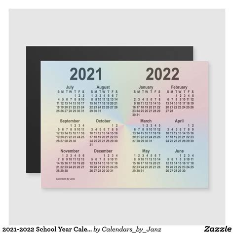 2021 2022 School Year Calendar By Janz Rainbow Feliz Año