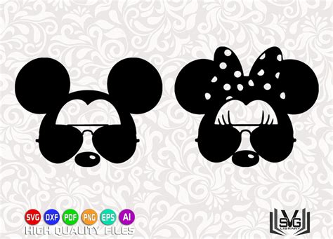 Mickey And Minnie With Sunglasses Svg Mickey Mouse Svg Etsy
