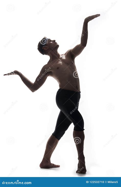 Shirtless Man Dancer Or Actor With Creepy Scary Mask Royalty Free