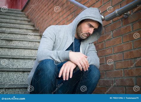 Desperate Lonely Man Seated Stock Photo Image Of Problem Depression