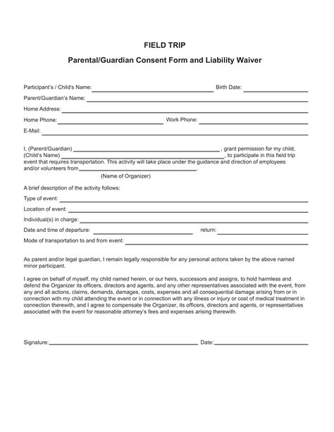 Printable Transportation Consent Form Printable Forms Free Online