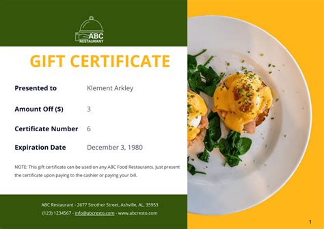 Restaurant Gift Certificate Template Pdf Templates Jotform