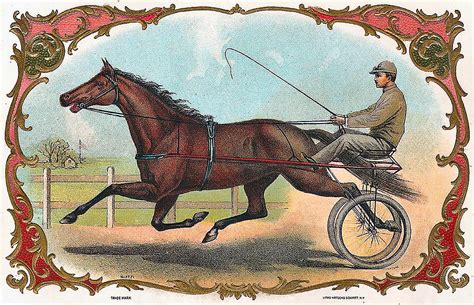 Man Riding Horse On Wheels Vintage Horse Racing Painting By Vintage