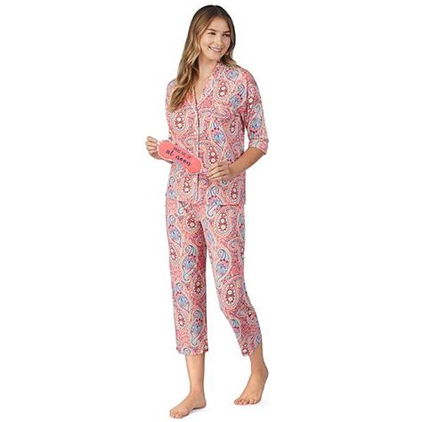 Womens Cuddl Duds 3 Piece Printed Pajama Set