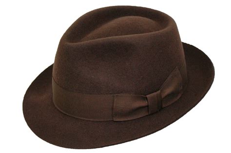Gents 100 Wool Hand Made Brown Manhattan Felt Fedora Trilby Hat With