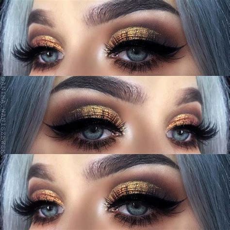 Gold And Brown Smokey Eye Makeup Idea For Nye Smokeyeyemakeup