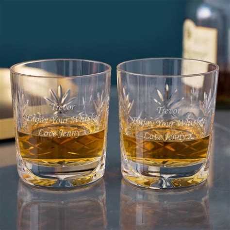 Pair Of Engraved Cut Crystal Whisky Tumblers The T Experience