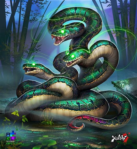 Yanshi Three Headed Serpent By Dinmoney On Deviantart Snake Art