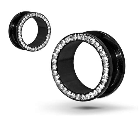 Titanium Plated Rock Star Ear Plugs Screw Fit Tunnels Hollow Gauges 2 Pair Special Offer Every