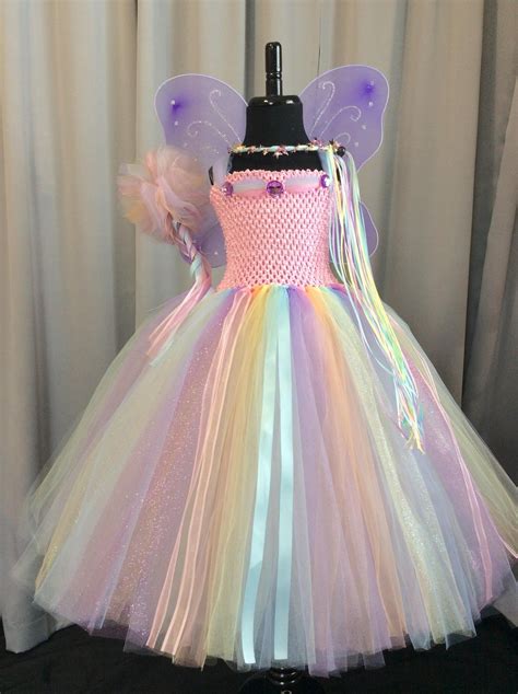 Pastel Rainbow Fairy Princess Costume Tutu Dress Up Set Etsy In 2021