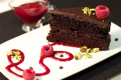 Vegan Chocolate Cake With Raspberry Sauce