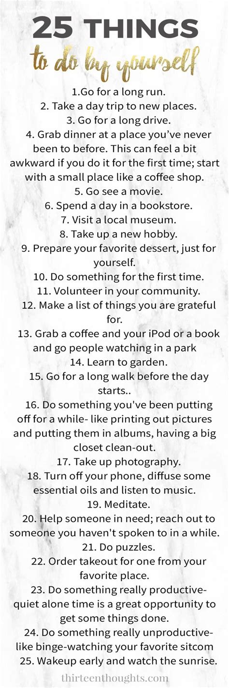 25 Things To Do By Yourself Printable List Thirteen Thoughts