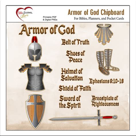 Armor Of God Chipboard Elements Bible Journal Page Kit Etsy Nederland