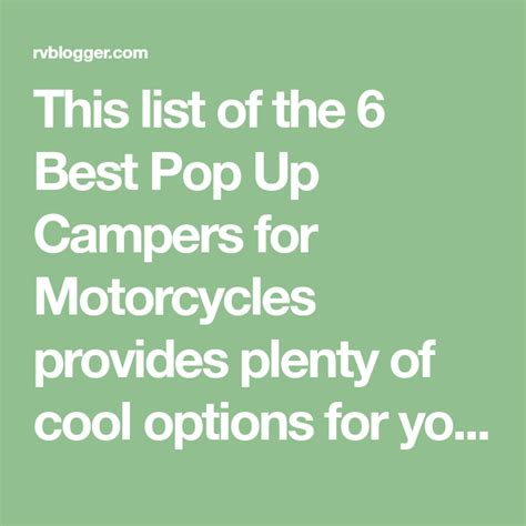 This List Of The 6 Best Pop Up Campers For Motorcycles Provides Plenty