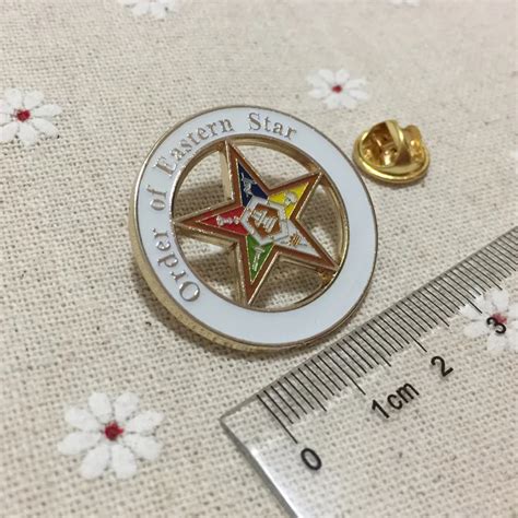 100pcs Delux Order Of Eastern Star Masonic Lapel Pin Enamel White