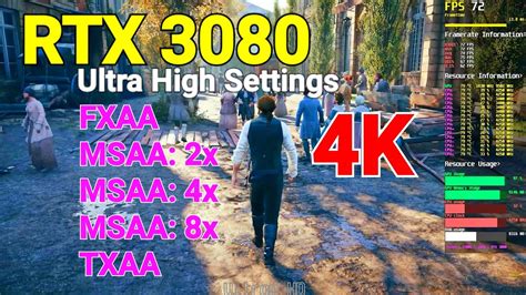 Assassin S Creed Unity RTX 3080 4K Ultra Settings FXAA MSAA TXAA