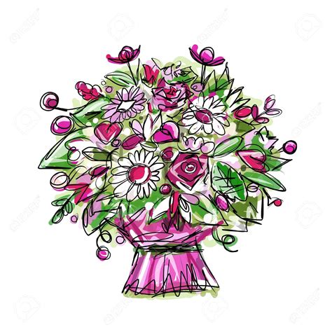 Drawing Flower Bouquet Drawing Image