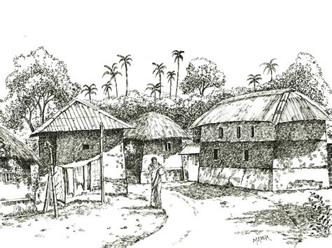 Indian Village Sketch At Explore Collection Of