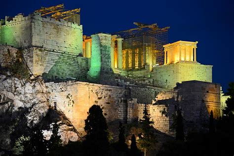 View Of The Acropolis From Filopappou Hill At Night 2 Athen