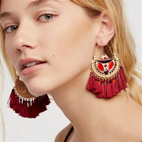 jujia 6 colors bohemian tassel earrings new statement earring jewelry factory wholesale tassel