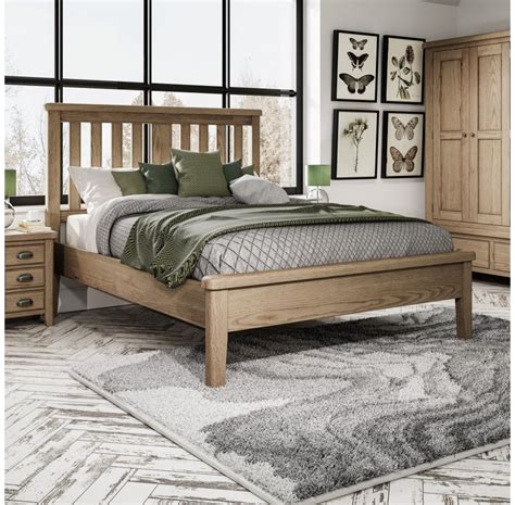 Hamstead Bed Wooden Headboard With Low Footboard Beds And Mattress