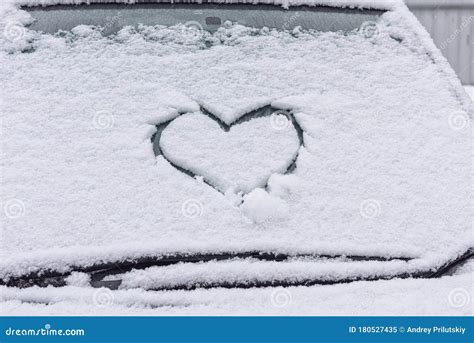 Snow Heart Valentine On The Glass Stock Image Image Of Nature Snow