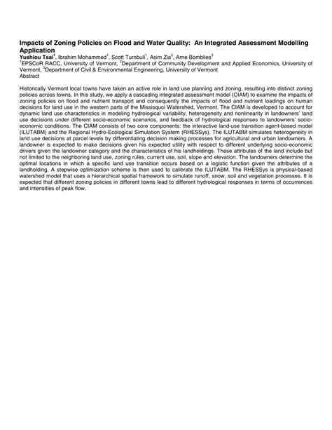 Pdf Impacts Of Zoning Policies On Flood And Water Quality An