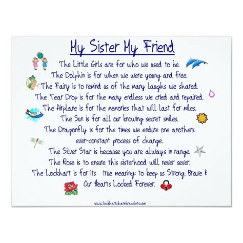 My Sister My Friend Poem With Graphics Invitation Zazzle Sister Poems Friend Poems Best