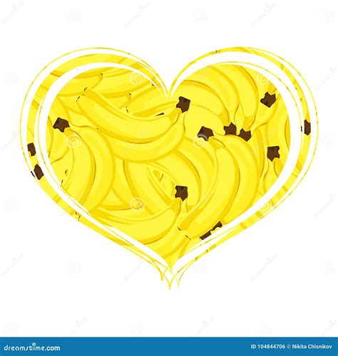 Many Bananas In The Form Of A Heart Stock Vector Illustration Of Drawing Style 104844706
