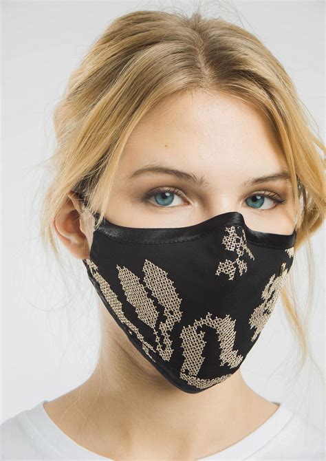 Black Embroidered Face Mask