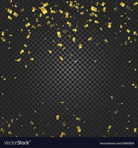 Gold Confetti Falling And Ribbons On Black Vector Image