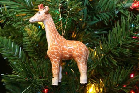 Christmas Ornament Giraffe Ceramic Majolica Ornament Orange Etsy