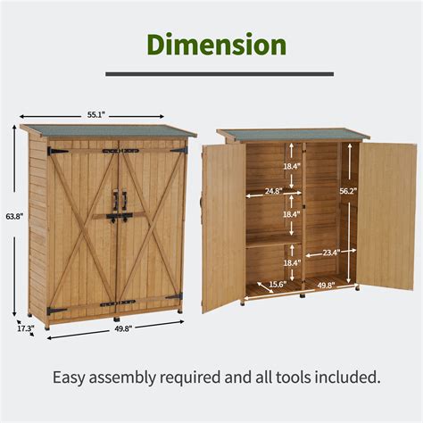 Mcombo Outdoor Storage Cabinet Wood Garden Shed Outside Tool Shed