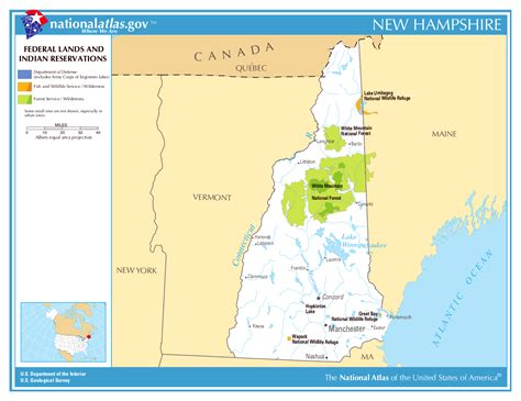 Large Federal Lands And Indian Reservations Map Of New Hampshire State