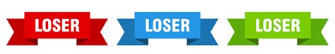 Loser Ribbon Loser Isolated Paper Sign Banner Stock Illustration