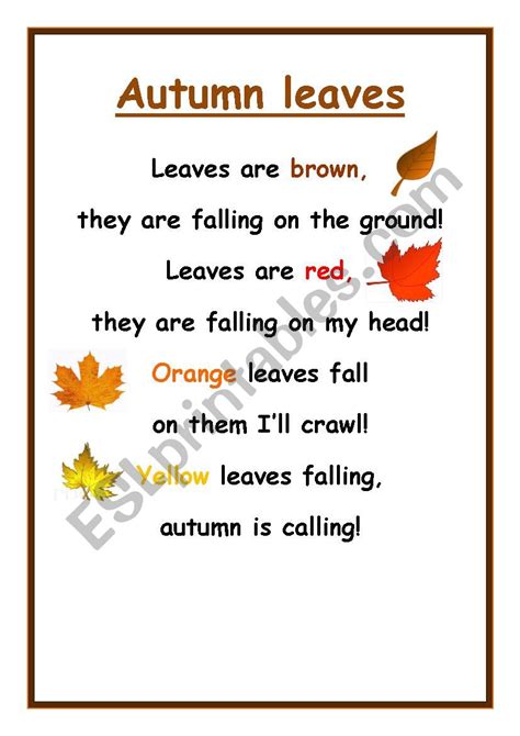 Fall Leaves Poem For Kids
