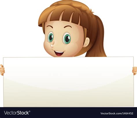 A Cute Girl Holding An Empty Banner Royalty Free Vector