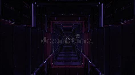 3d Illustration Of Rectangular Dark Endless 4k Uhd Tunnel Stock