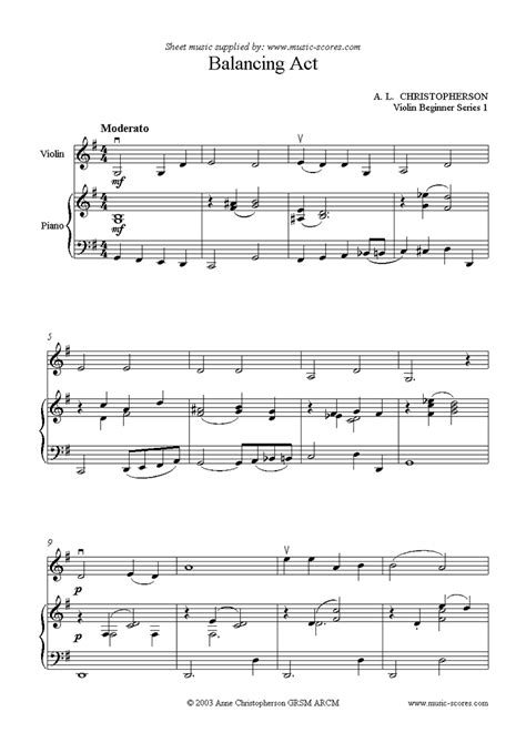 The free concerto in a minor op.3 no.6, 1st for violin and piano by antonio vivaldi. Violin Beginner Series Balancing Act sheet music by Anne Christopherson