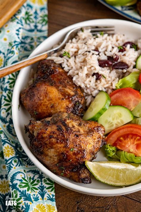 Jamaican Jerk Chicken With Rice And Peas Slimming Eats