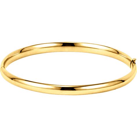 14kt Gold 475mm Plain Hollow Hinged Bangle Bracelet Wedding Bands And Co