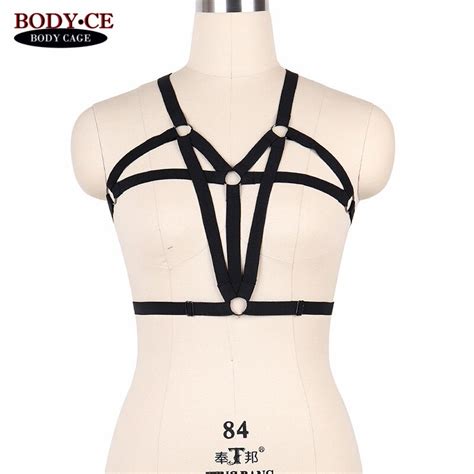 womens body harness bra black bondage lingerie belt elastic strappy tops cage bustier goth