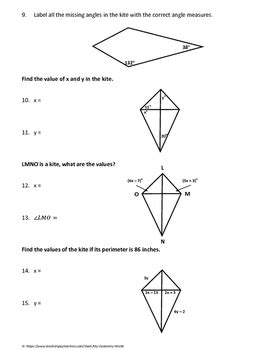 Trapezoid and kite theorems & corollaries. Made by Teachers: Geometry Worksheet Kites And Trapezoids