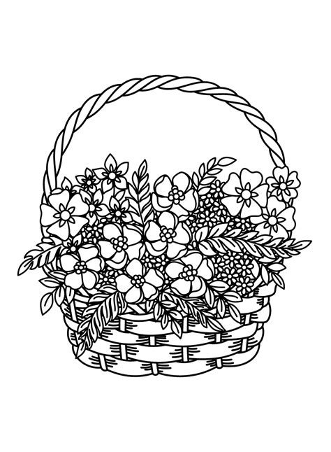 Basket Flowers Coloring Pages Flower Basket Coloring Pages Coloring