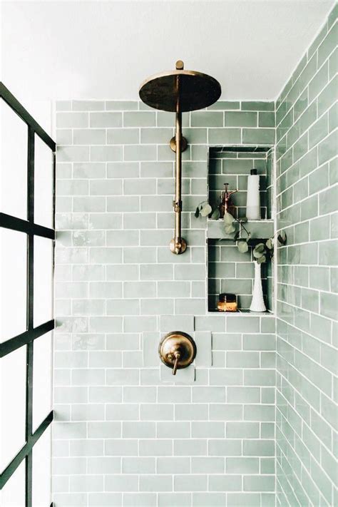 Sage Mint Green Bathroom Subway Tile Home Interior Decoration Ideas